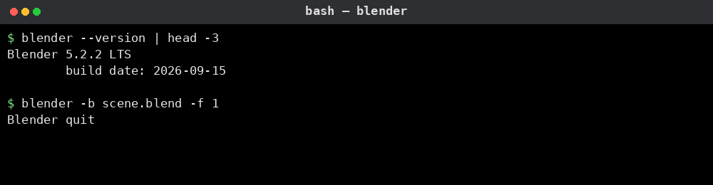 Blender 버전과 백그라운드 렌더 예시