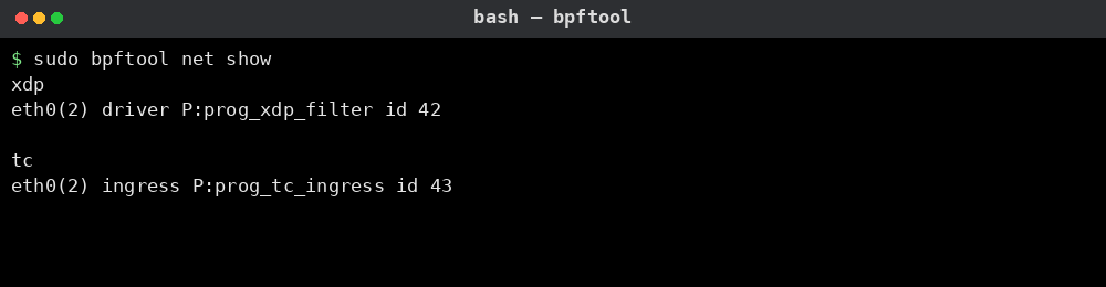 bpftool 명령어 실행 결과