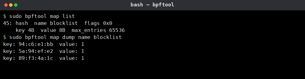 bpftool 명령어 실행 결과 2