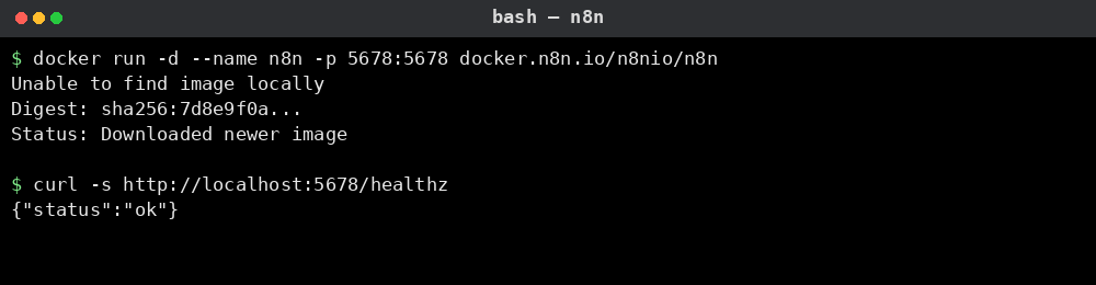 n8n 컨테이너 실행과 헬스체크 예시