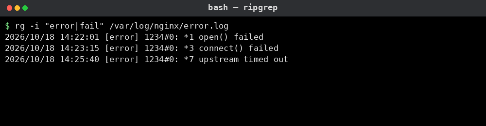 ripgrep 명령어 실행 결과 2