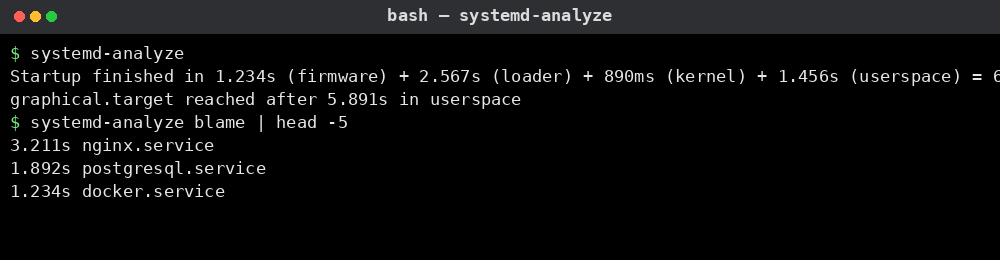 systemd-analyze 명령어 실행 결과